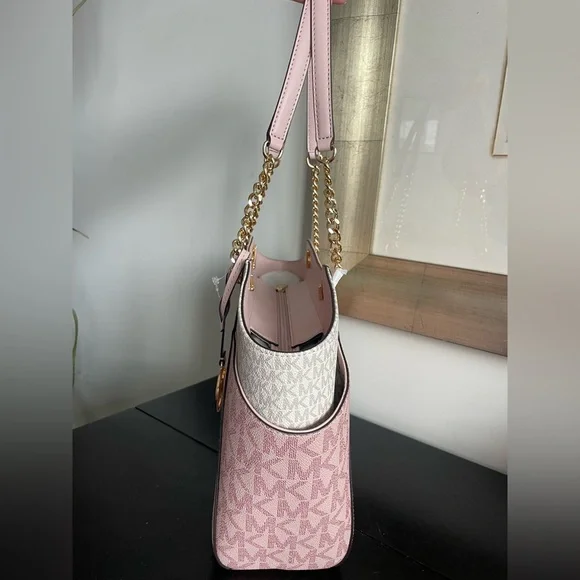 MICHAEL KORS Jet Set Travel Large Signature Chain Shoulder Tote Bag pink - Picture 7 of 8